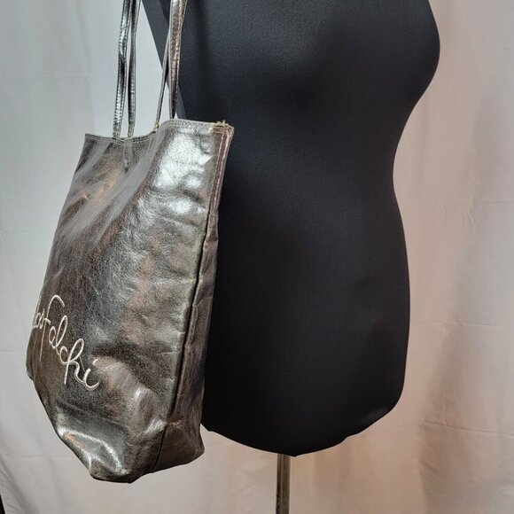 ✨ Vintage Carlos Falchi Silver-Tone Tote Bag - Rare Metallic Design - Picture 3 of 10